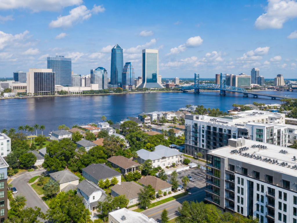 Image of the river in Jacksonville and the downtown business district.