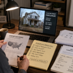 image of a real estate investor reviewing foreclosure redemption period risks before bidding on a distressed property
