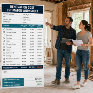 renovation cost estimator worksheet download