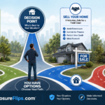 Editorial illustration of a clean flow graphic showing a homeowner at a central decision point.