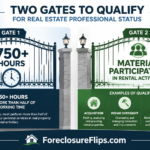 Infographic showing the hours and participation tests real estate investors must meet for real estate professional status.