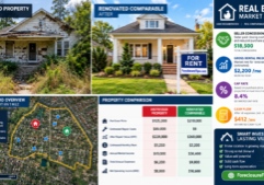 A professional real estate market analysis layout featuring a side-by-side comparison.
