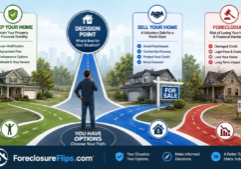 Editorial illustration of a clean flow graphic showing a homeowner at a central decision point.
